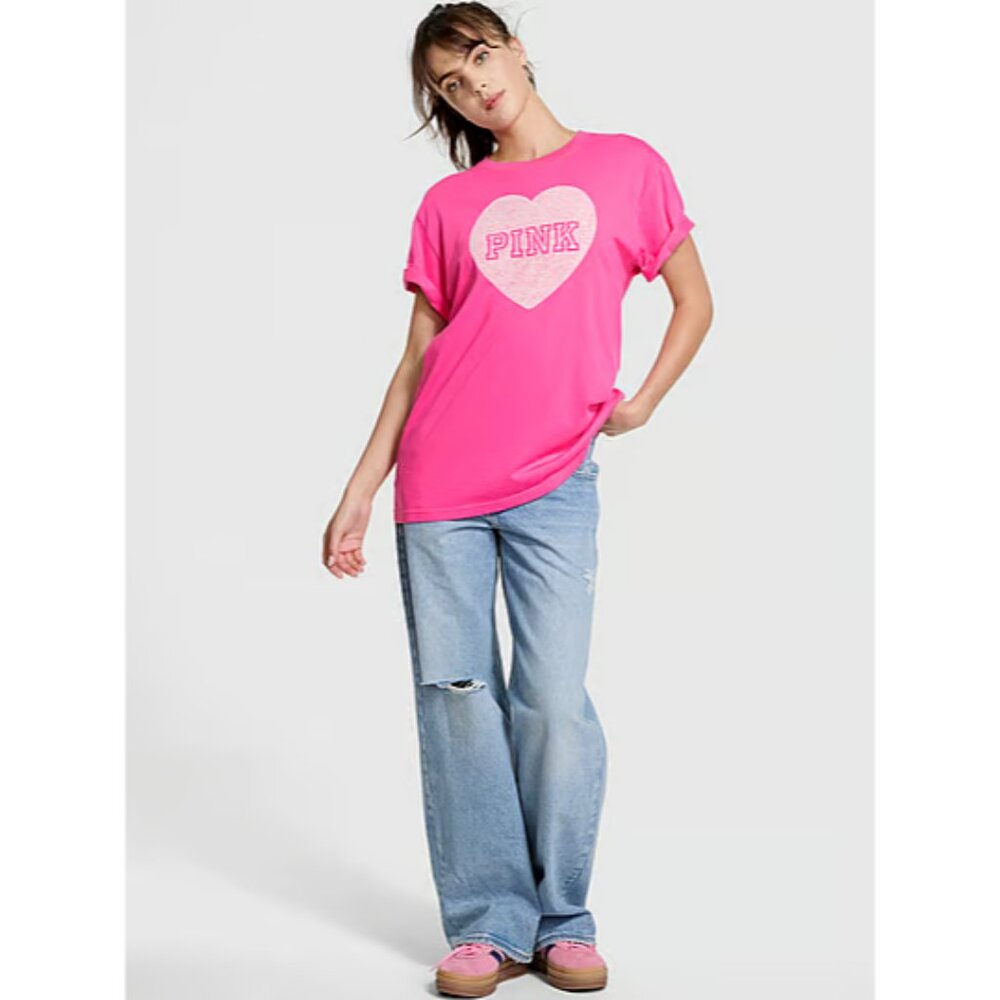 Pink  Campus Cotton T-shirt  Pink   Color  Short Sleeve Size XXL NWT